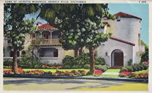Vintage souvenir postcard, Jeanette McDonald's Home, Homes of the Stars series, ca 1937