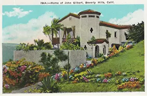 Vintage souvenir postcard, John Gilbert's Beverly Hills Home, Movie Star Homes series, ca 1923