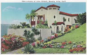 Vintage souvenir postcard, John Gilbert's Home, Movie Star Homes series, ca 1928