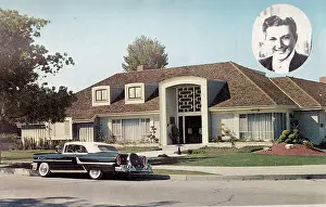 Vintage souvenir postcard, Liberace's Home, Homes of Movie and Television Stars series, ca 1958