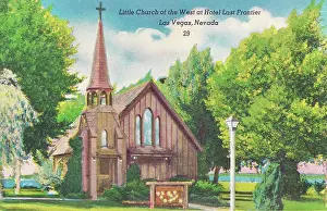 Vintage souvenir postcard, Little Church of the West, Greetings from Las Vegas series, 1951