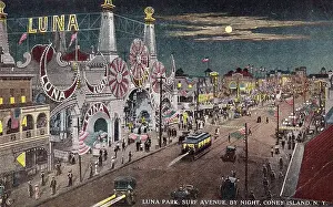 Vintage souvenir postcard, Luna Park, Coney Island, Brooklyn, New York City, 1918