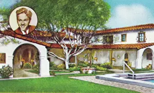 Vintage souvenir postcard, Mickey Rooney, Movie Star Homes, Hollywood, 1940