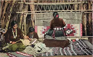 Vintage souvenir postcard, Navajo Nation, Indian Life in the Southwest series, 1937