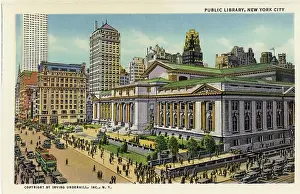Vintage souvenir postcard, New York Public Library, NYC, New York, ca 1935