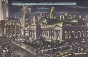 Vintage souvenir postcard, New York Public Library, NYC, New York, ca 1944