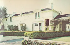 Prints of Vintage souvenir postcard published circa 1967 from the Hollywood California Homes of the Stars series, depicting mansions and grand estates of Hollywood celebrities in Los Angeles, California Iconic Movie Star Prints (1920s–1970s): Vintage souvenir postcard, Paul Newman's Home