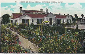 Vintage souvenir postcard, Pola Negri's Beverly Hills Home, Movie Star Homes series, ca 1923