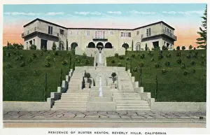 Vintage souvenir postcard, Residence of Buster Keaton, Homes of Movie Stars series, ca 1924
