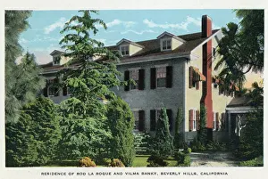 Vintage souvenir postcard, Residence of Rod La Roque and Vilma Banky, Homes of Movie Stars series, ca 1924