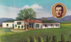 Vintage souvenir postcard, Robert Taylor, Movie Star Homes, ca 1940