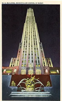 Vintage souvenir postcard, Rockefeller Center, NYC, New York, ca 1942