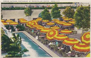 Prints of Vintage illustrated historic souvenir photo postcard published circa 1941 in a series titled, New York, the World Metropolis Where New York’s brightest moments take center stage: Vintage souvenir postcard, Rockefeller Center, NYC, New York, ca 1941