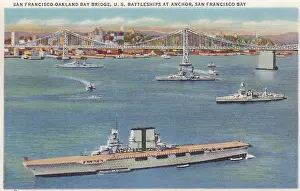 Vintage souvenir postcard, San Francisco - Oakland Bay Bridge, 1936