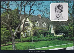 Vintage souvenir postcard of Shirley Jones Hollywood Home, Fabulous Homes of Television and Movie Stars series, ca 1980