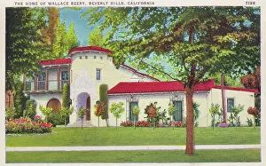 Vintage souvenir postcard, Wallace Beery's Home, Homes of the Stars series, ca 1937