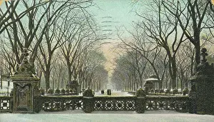 Time Captured: Vintage Art: Vintage souvenir postcard, Winter Snow, Central Park, New York City, circa 1912