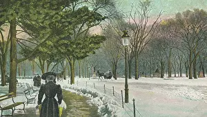 Time Captured: Vintage Art: Vintage souvenir postcard, Winter Snow Scene, Central Park, New York City, circa 1912