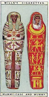 Vintage tobacco card, Ancient Egyptian Mummy Cases, Wonders of the Past series, H O Wills Cigarettes, 1926