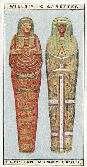 Vintage tobacco card, Ancient Egyptian Mummy Cases, Wonders of the Past series, H O Wills Cigarettes, 1926