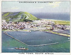Vintage tobacco card, Cape Town, South Africa, Wings Over the Empire series, Churchman's Cigarettes, 1939