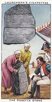 Vintage tobacco card, Discovery of the Rosetta Stone, Treasure Trove series, Churchman's Cigarettes, 1937