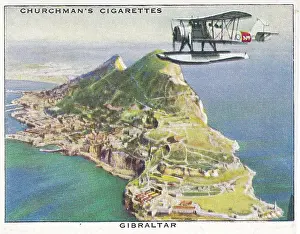 Prints of Vintage tobacco card, Gibraltar, Wings Over the Empire series,  Churchmans Cigarettes, 1939