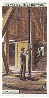 Vintage tobacco card, Oil Industry, Boring for Oil, United States, Products of the World series, Player's Cigarettes, 1928