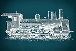 Images Dated 18th May 2018: Vintage train blueprint