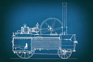 Images Dated 18th May 2018: Vintage train blueprint