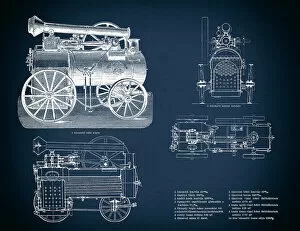 Images Dated 15th May 2018: Vintage train blueprint