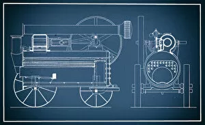 Images Dated 15th May 2018: Vintage train blueprint