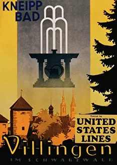 Words Prints: Vintage travel poster for town of Villingen in Germany