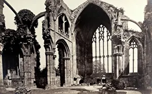 Time Captured: Vintage Art: Vintage view of the ruins of he Chapel at Melrose Abbey, 1870s