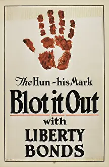 Propaganda Prints: Vintage war poster of red hand imprint
