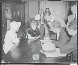 Violet Hilton, Daisy Hilton, Maurice L. Lambert, and Others Waiting