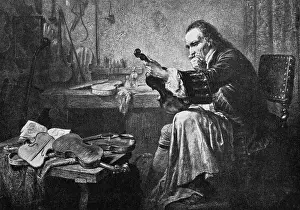 Violin Designer Antonio Stradivari at Work