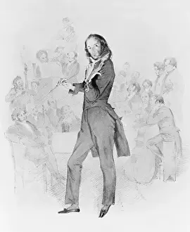 Violinist and Composer Nicolo Paganini Playing Violin
