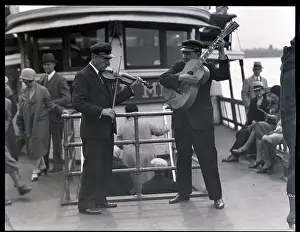 Ferry Prints: Violinist, Guitarist; Musicians On Ferry