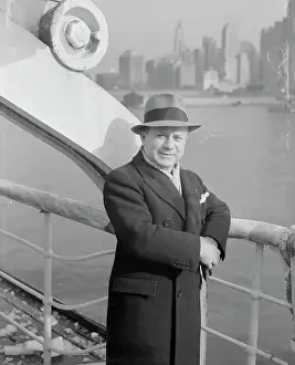 Violinist Mischa Elman Standing on Ship Deck