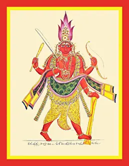 Staff Prints: Virabhadra, depicted in pratyalidha