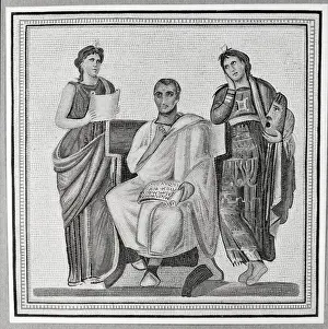 Villa Prints: Virgil And Two Muses Clio And Melpomene