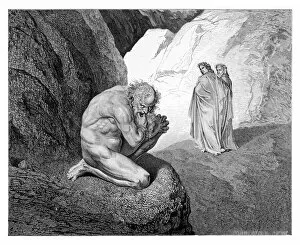 Gustave Dore (1832-1883) Gallery: Virgil silencing Plutus engraving