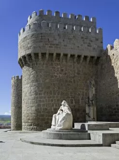 Images Dated 3rd May 2013: Virgin Mary statue at the city wall, Avila, Castile and Leon, Spain