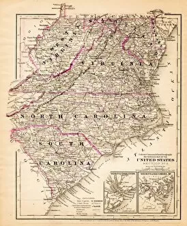 Images Dated 21st February 2017: Virginia North Carolina map 1881