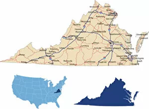 Images Dated 29th May 2018: Virginia road map