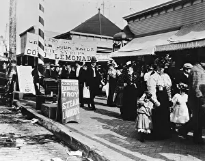 Advertising Sign Prints: Visitors at Coney Island in New York