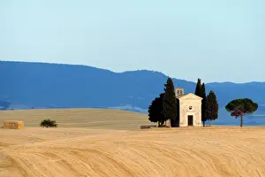 Siena Prints: Vitaleta Chapel at harvest period