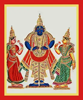 Armor Prints: Vithobastands flanked by his two consorts