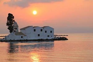 Images Dated 25th July 2015: Vlacherna monastery at dawn, Corfu, Greece
